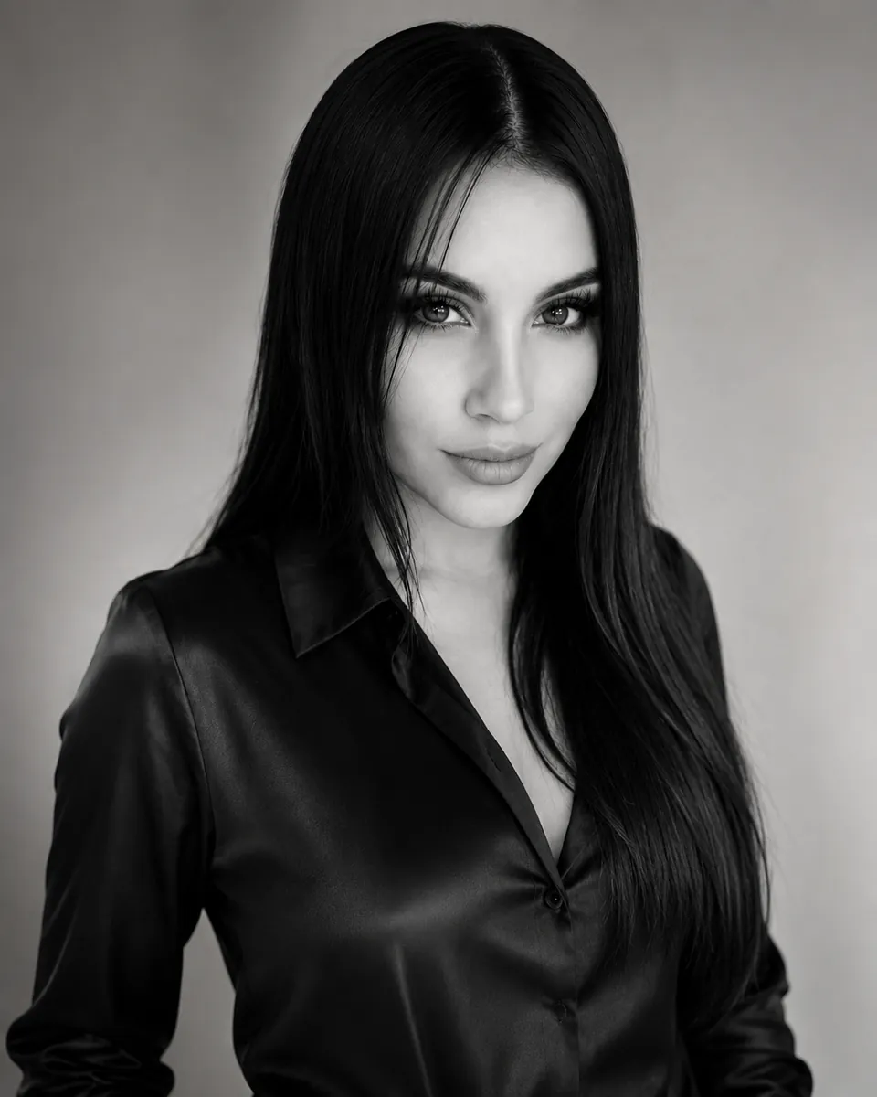 Black and white portrait of Jeannette Pinerua, founder of It's Pinerua